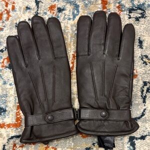 Barbour Dark Brown Leather Gloves